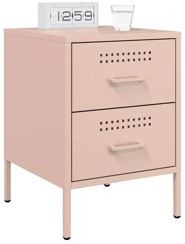 vidaXL Κομοδίνα 2 τεμ. Ροζ 36x39x50,5 εκ. από Χάλυβα