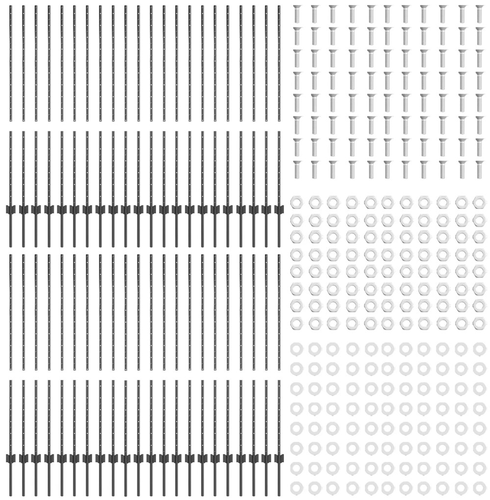 vidaXL Πό posts φράχτη 44 pcs Γκρι 100 x 1.4 μ. ταιριάζει καλά