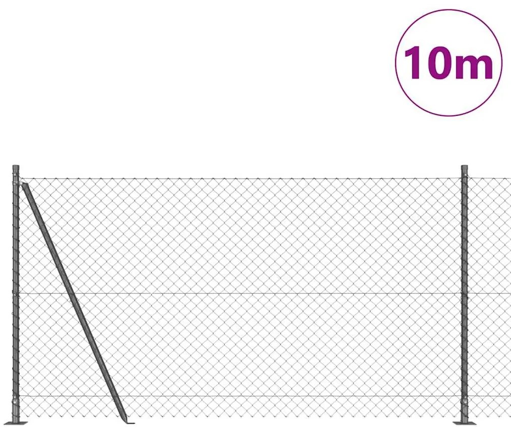 vidaXL Φράχτης από αλυσίδα με στήλες Γκρι 1.2 x 10 m Ατσάλι