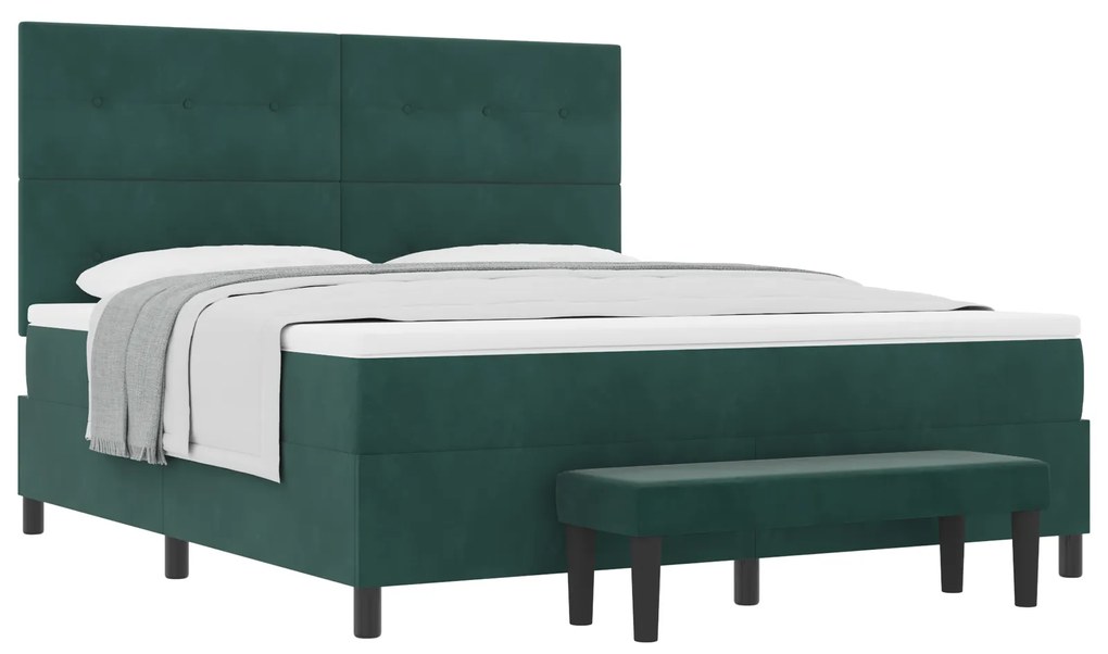 vidaXL Κρεβάτι με ελατήρια Σκούρο πράσινο 180 x 200 cm Βελούδο