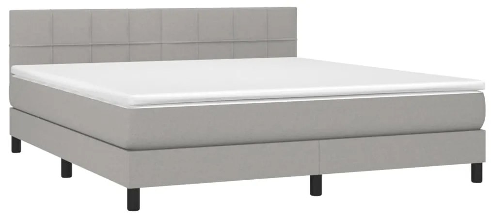 vidaXL Κρεβάτι Boxspring με Στρώμα Ανοιχτό Γκρι 180x200 εκ. Υφασμάτινο