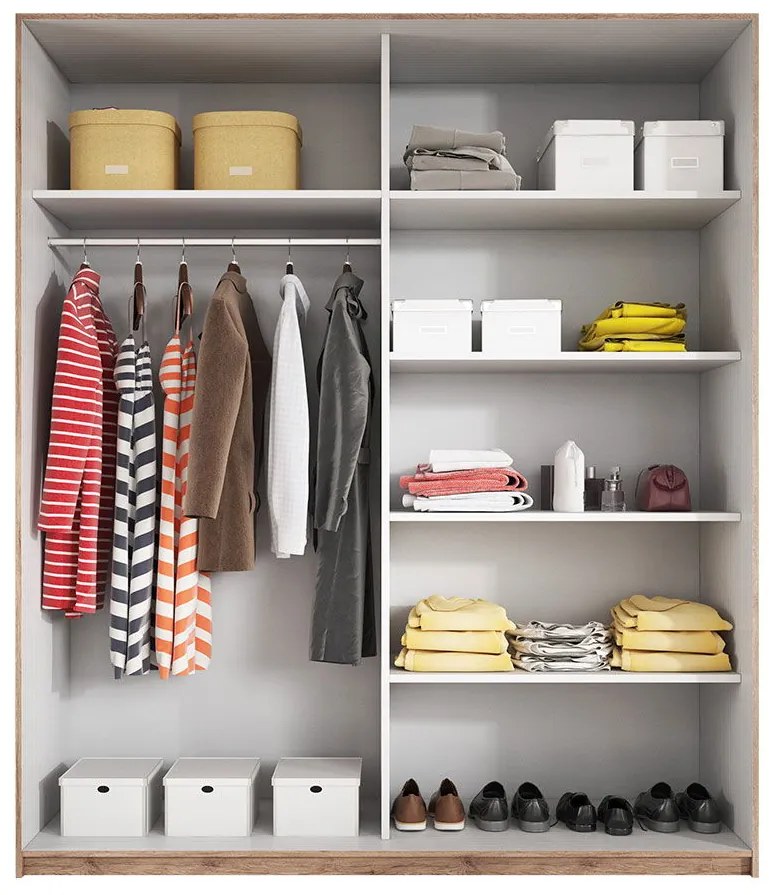 Ντουλάπα Συρόμενη Kappa-200 x 61 x 210 εκ.-Καρυδί - Μαύρο