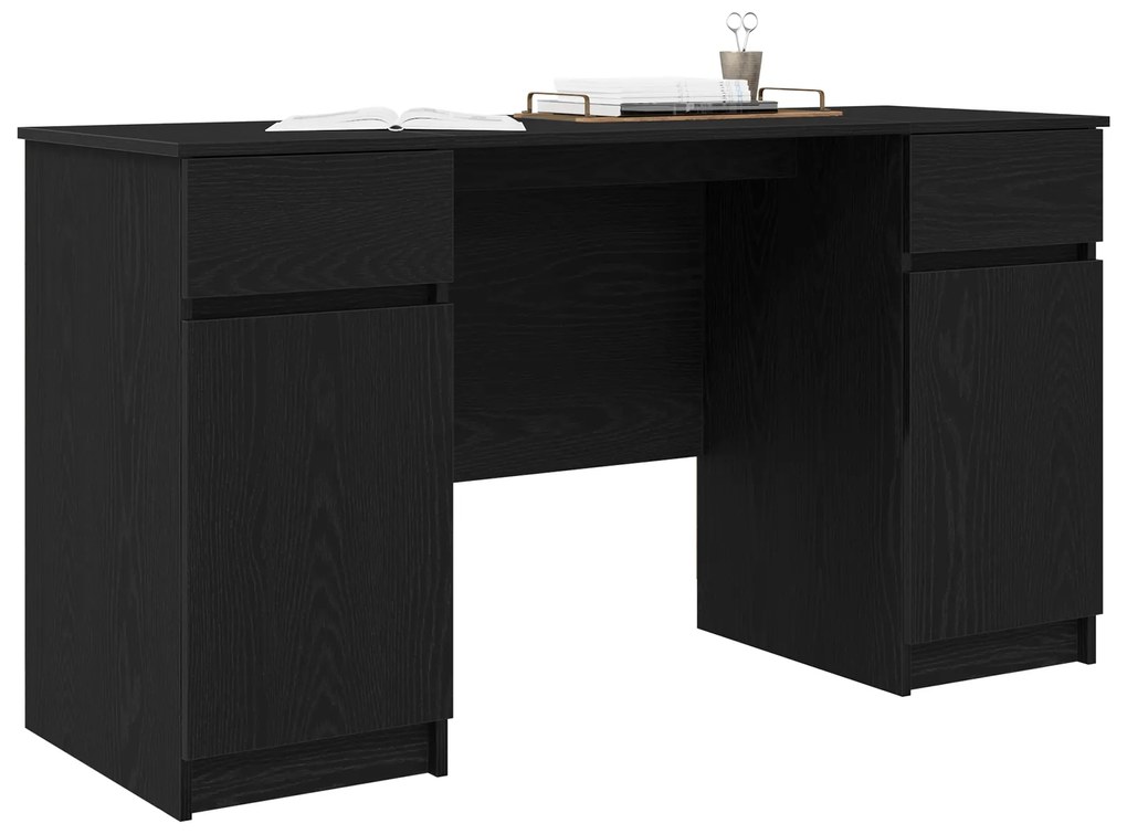 vidaXL γραφείο Μαύρο Δρυς 140x49x76 εκ Επεξεργασμένο ξύλο