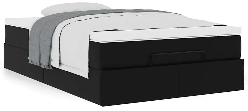 vidaXL Οθωμανικό κρεβάτι με στρώμα Μαύρο 120x200 cm Faux Leather