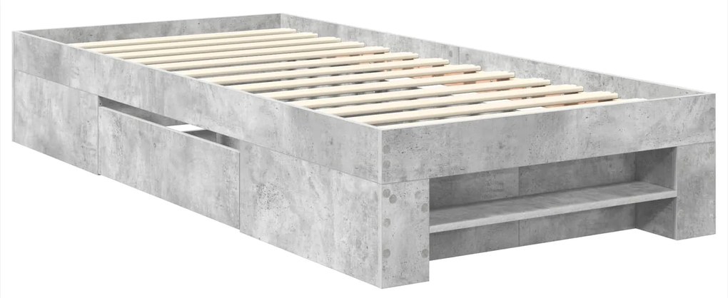 vidaXL Σκελετός Κρεβατιού με κεφαλάρι Σκυρόδεμα Γκρι 90 x 200 cm