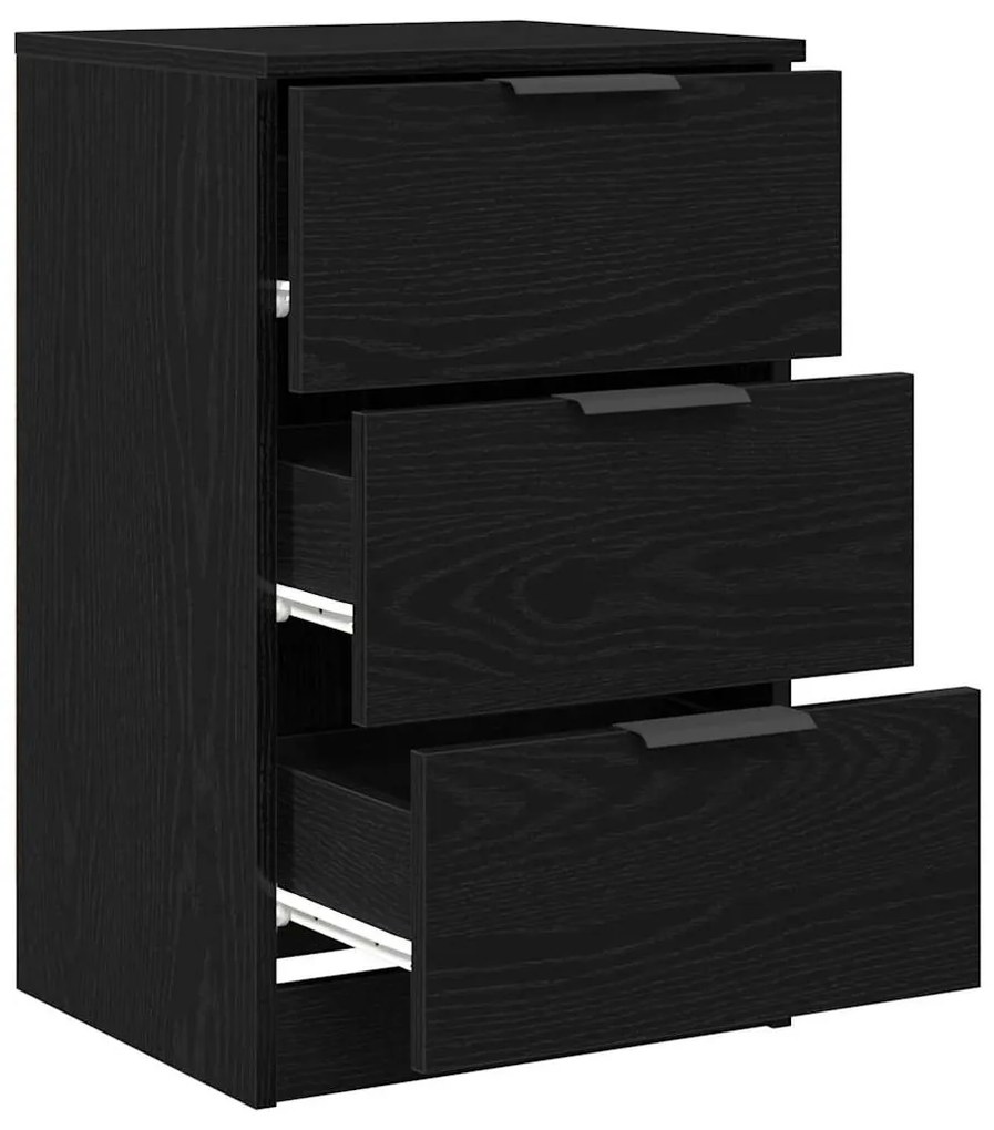 vidaXL Κομοδίνο 2 pcs Μαύρη δρυς 40 x 65 x 65 εκ. Επεξεργασμένο ξύλο