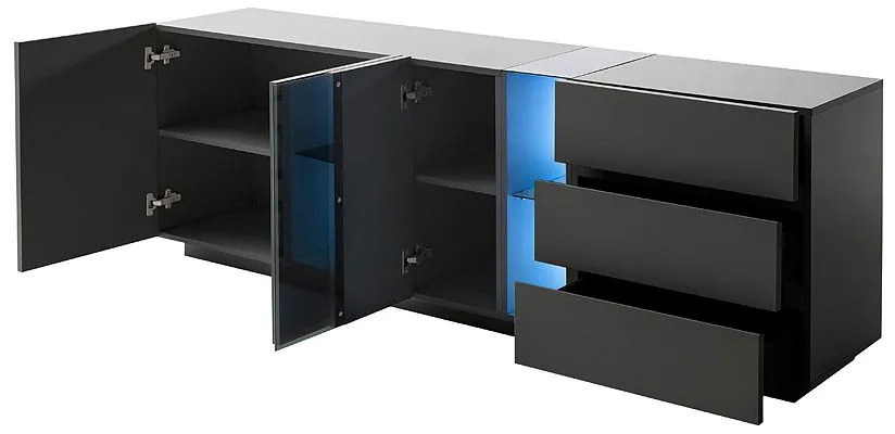 Χαμηλός Μπουφές Σκούρο Γκρι 200x42x67 cm