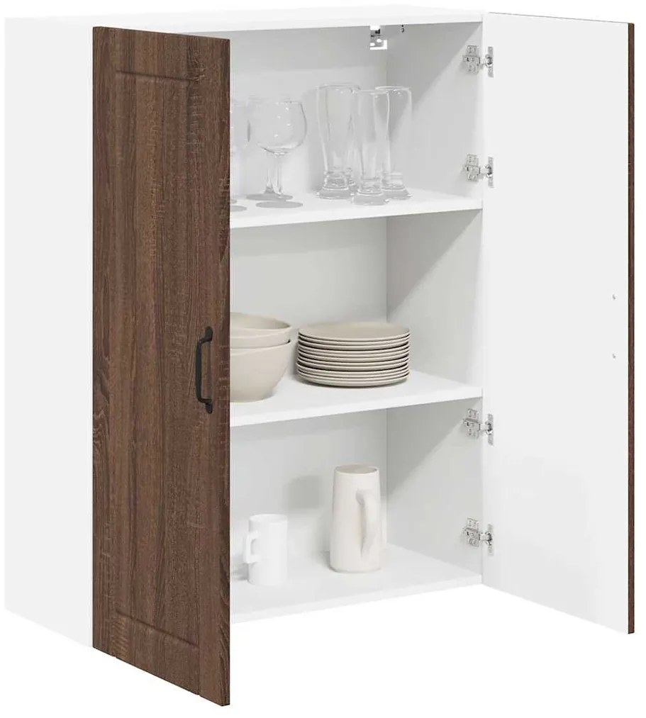 vidaXL Κρεμαστό ντουλάπι κουζίνας με ράφι Καφέ δρυς 80 x 31 x 100 εκ.