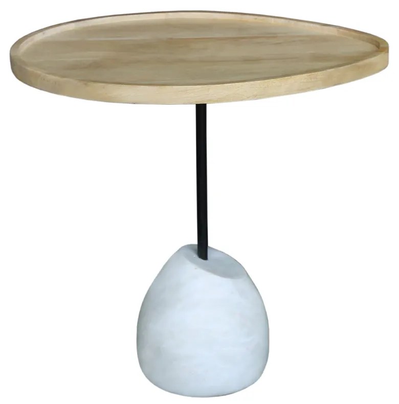 PILEA 56 SIDE TABLE ΦΥΣΙΚΟ ΛΕΥΚΟ 56x43xH56cm - 04-1069