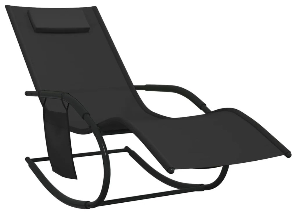 vidaXL Κουνιστές Ξαπλώστρες 2 τεμ. Μαύρες από Ατσάλι / Textilene