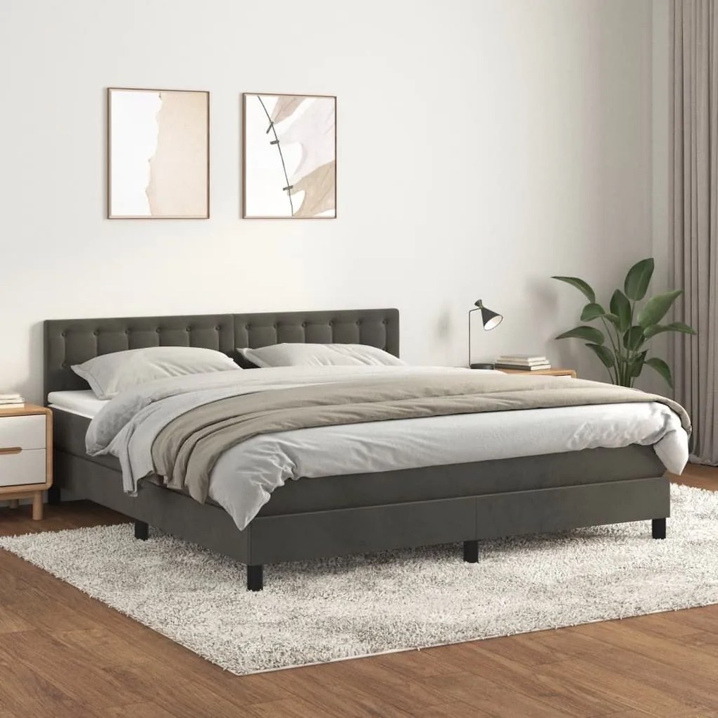 ΚΡΕΒΑΤΙ BOXSPRING ΜΕ ΣΤΡΩΜΑ ΣΚΟΥΡΟ ΓΚΡΙ 180X200 ΕΚ. ΒΕΛΟΥΔΙΝΟ 3141558