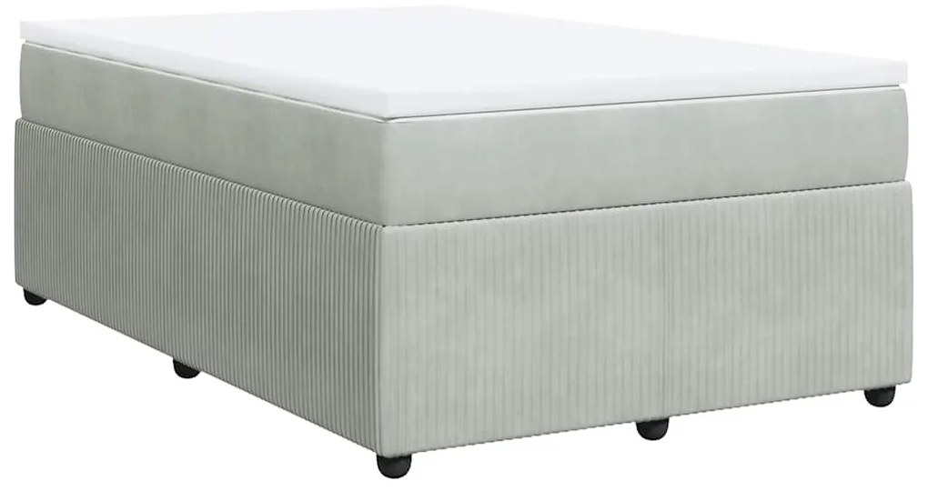 vidaXL Κρεβάτι Boxspring με Στρώμα Ανοιχτό Γκρι 120x190 εκ. Βελούδινο