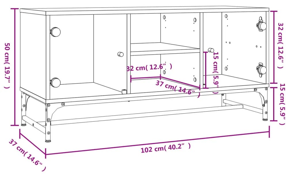 ΈΠΙΠΛΟ ΤΗΛΕΟΡΑΣΗΣ ΜΑΥΡΟ 102X37X50 ΕΚ. ΜΕ ΓΥΑΛΙΝΕΣ ΠΟΡΤΕΣ 836533