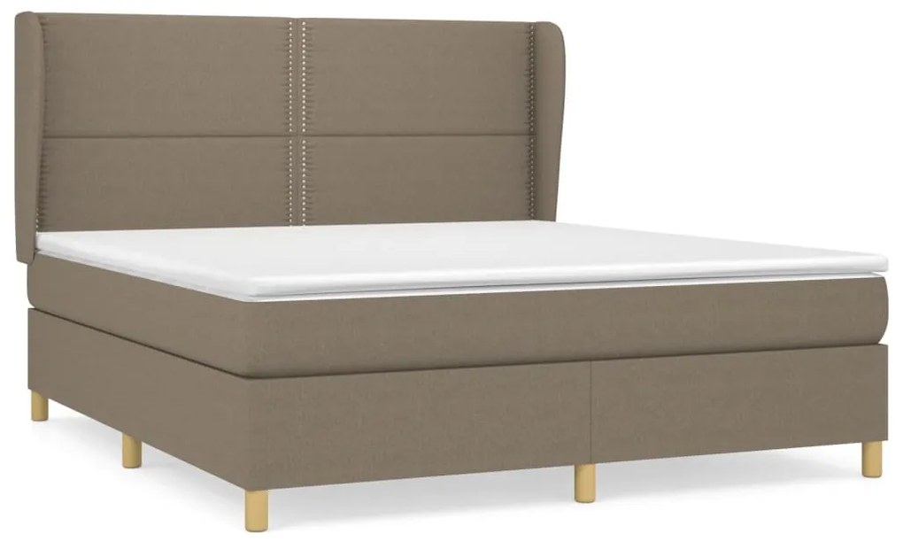 vidaXL Κρεβάτι Boxspring με Στρώμα Taupe 180x200 εκ. Υφασμάτινο