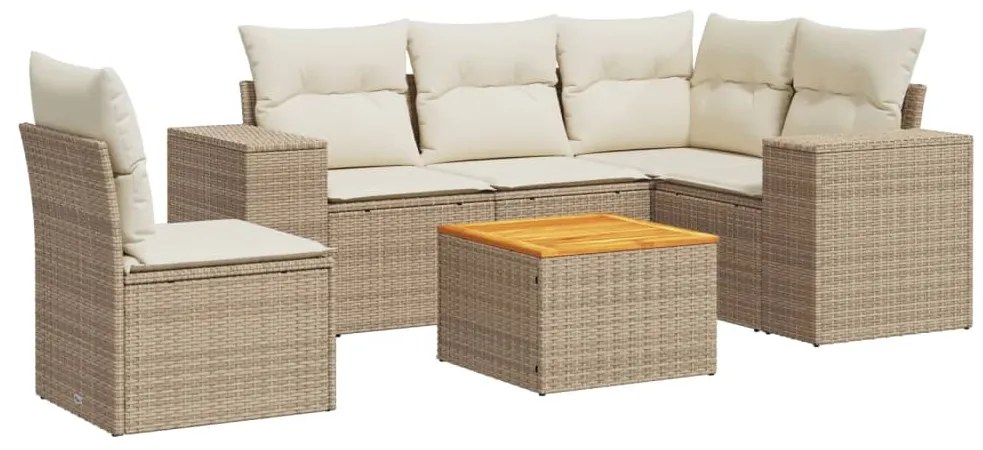 vidaXL Σετ Καναπέ Κήπου 6 τεμ. Μπεζ Συνθετικό Ρατάν με Μαξιλάρια