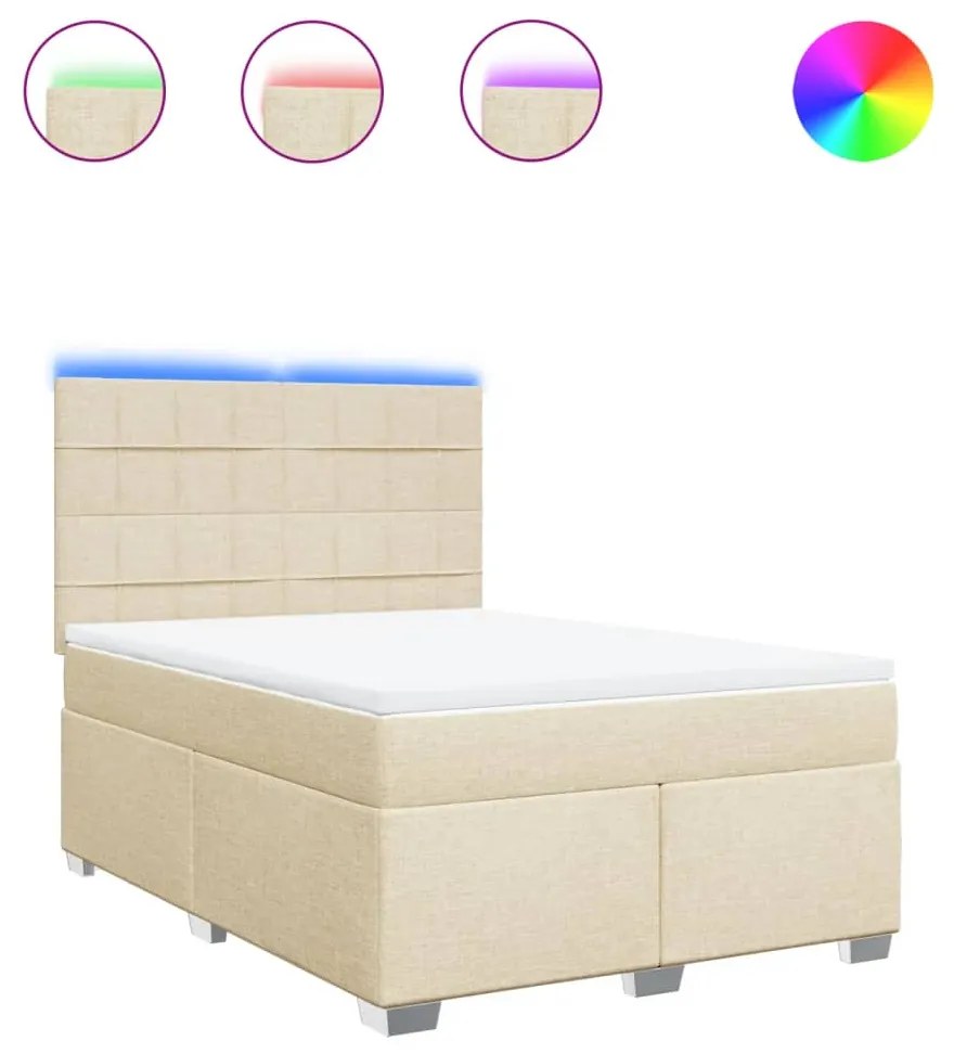 ΚΡΕΒΑΤΙ BOXSPRING ΜΕ ΣΤΡΩΜΑ ΚΡΕΜ 140X190 ΕΚ. ΥΦΑΣΜΑΤΙΝΟ 3292788