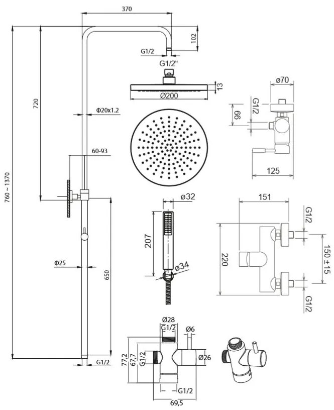 Κολώνα ντουζ LaTorre Tech-Inox