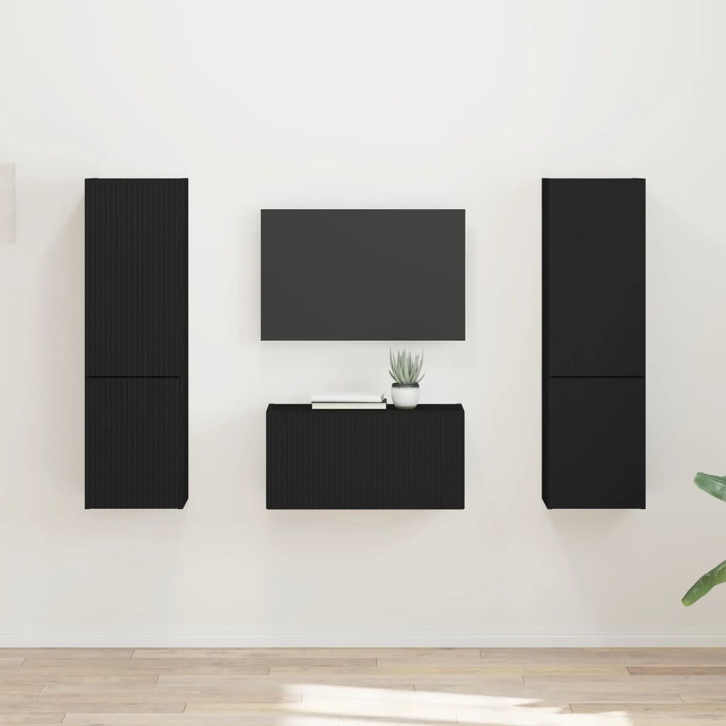 vidaXL 3 pcs Μαύρο