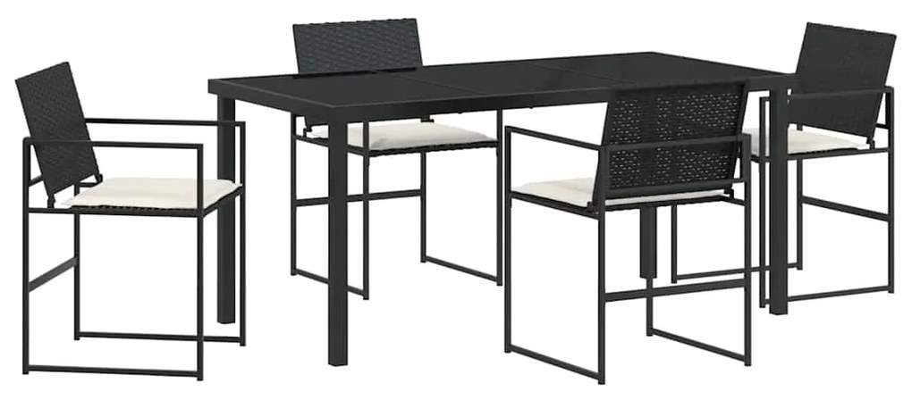 vidaXL Σέτ φαγητού για κήπο 5 pcs Μαύρο Πολυ ράταν