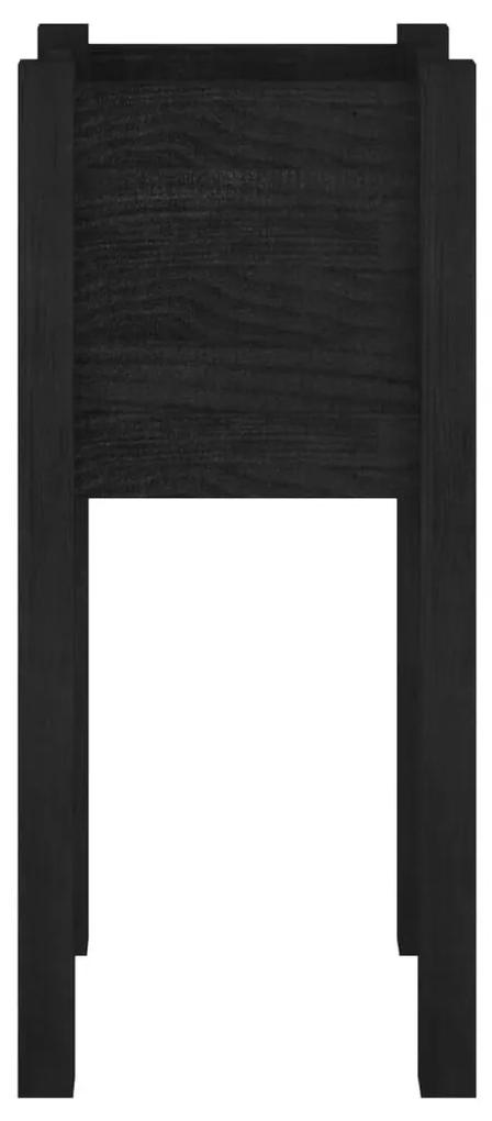 Ζαρντινιέρα Μαύρη 31 x 31 x 70 εκ. από Μασίφ Ξύλο Πεύκου - Μαύρο