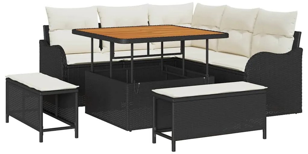 vidaXL Σετ Καναπέ Κήπου 8 pcs Μαύρο συνθετικό ρατάν