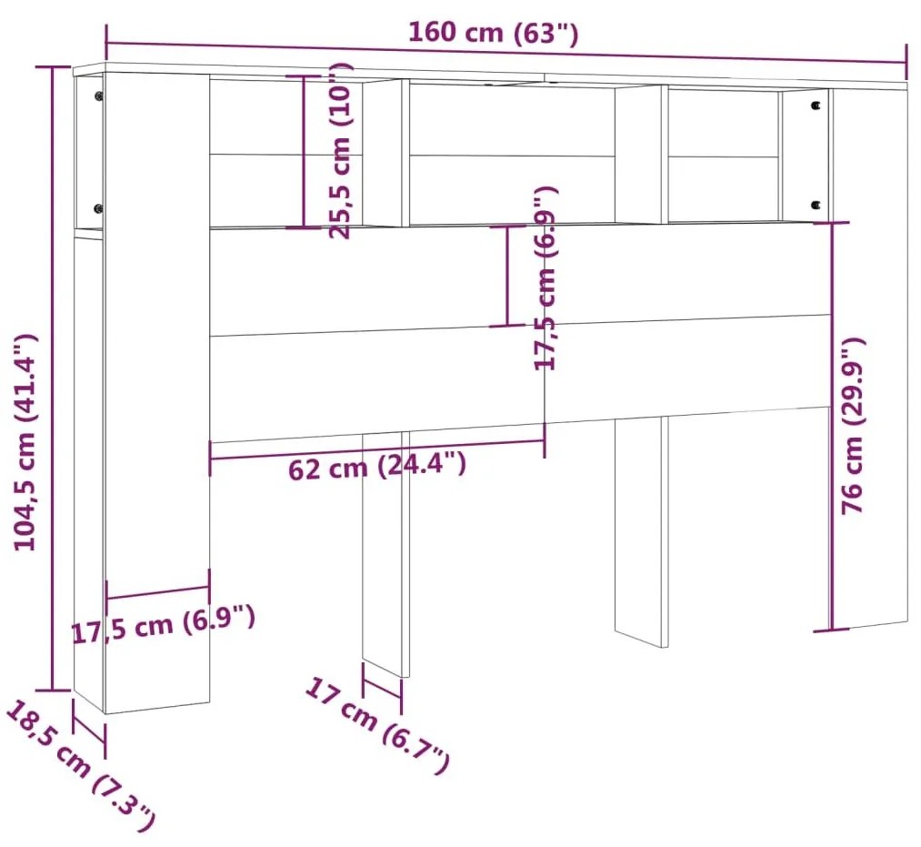 Κεφαλάρι Με Αποθηκευτικό Χώρο Μαύρο 160 x 18,5 x 104,5 εκ. - Μαύρο
