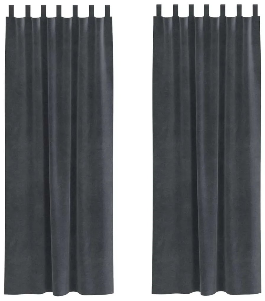 vidaXL Κουρτίνες με κουρτίνες 2 pcs Ανοιχτό γκρι 140 x 225 cm Βελούδο