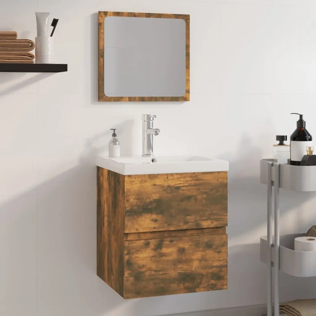 Σετ Επίπλων Μπάνιου Καπνιστή Δρυς από Τεχν. Ξύλο