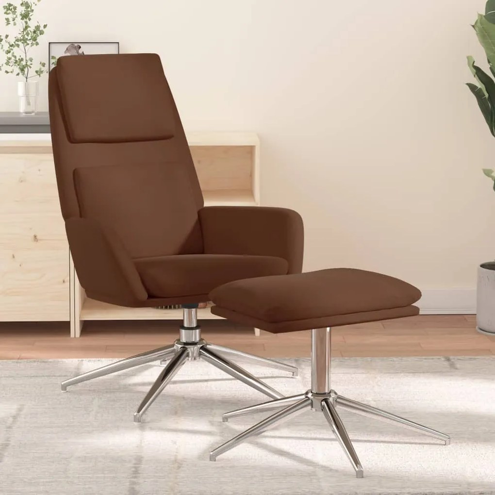 vidaXL Πολυθρόνα Relax Καφέ από Ύφασμα Μικροϊνών με Σκαμπό