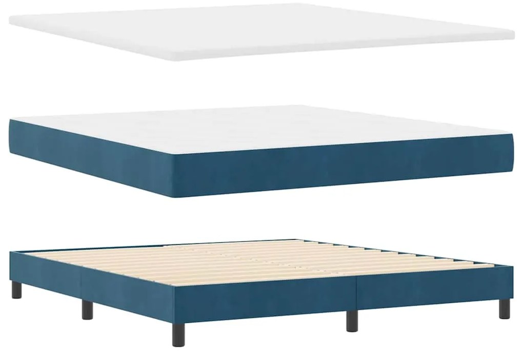 vidaXL LED Κρεβάτι με βάθρο με στρώμα Σκούρο Μπλε 180 x 200 cm Βελούδο