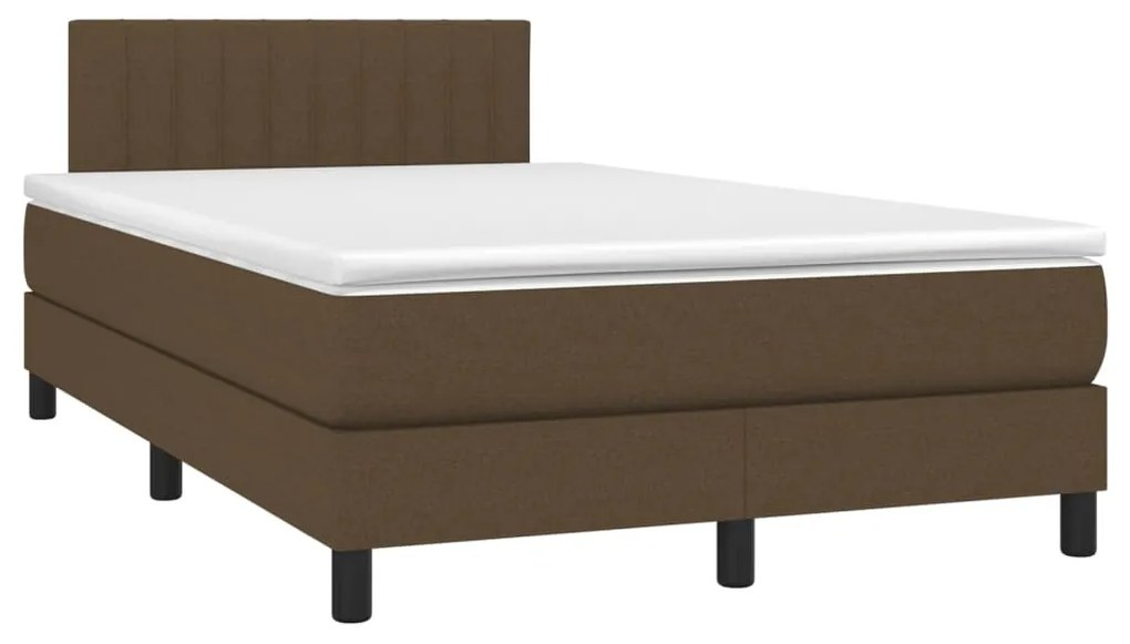 vidaXL Κρεβάτι Boxspring με Στρώμα & LED Σκ.Καφέ 120x200 εκ Υφασμάτινο