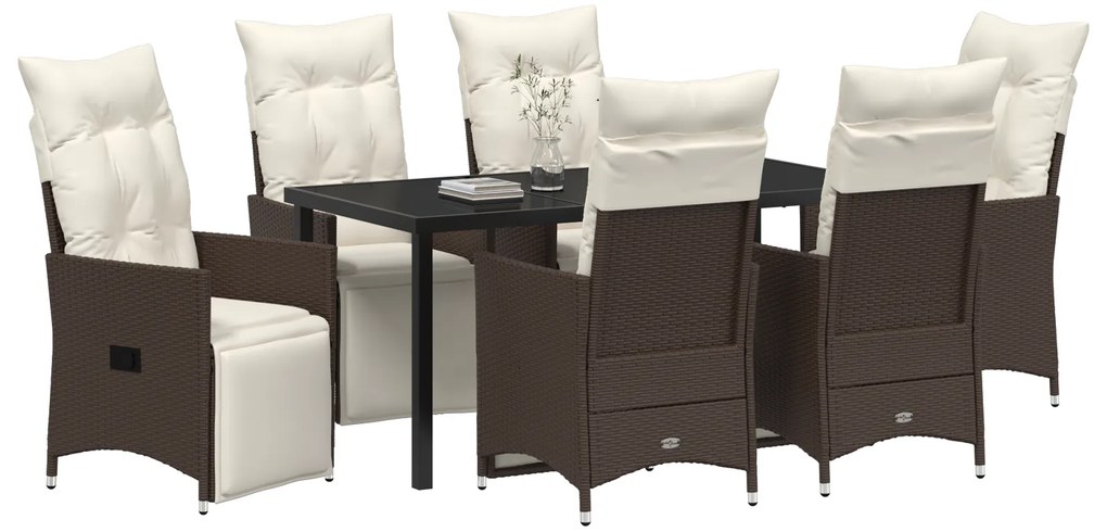 vidaXL Σετ 4 Καφέ PE rattan Μοναδικός Καναπές Ρυθμιζόμενα Υποπόδια