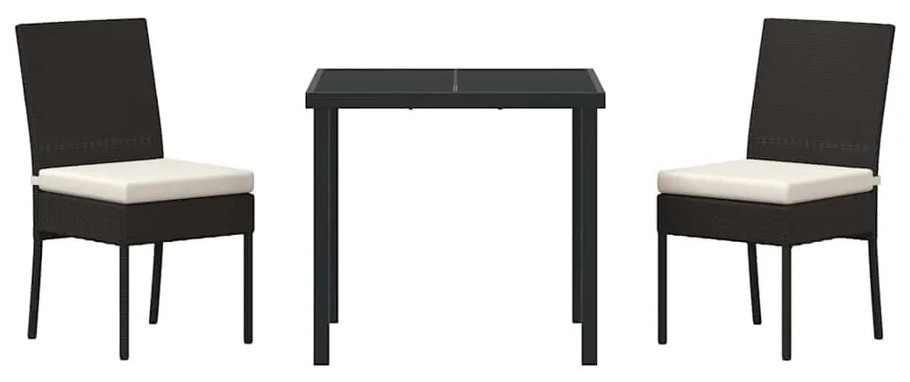 vidaXL Σέτ φαγητού για κήπο 3 pcs Μαύρο Χάλυβας με επίστρωση πούδρας