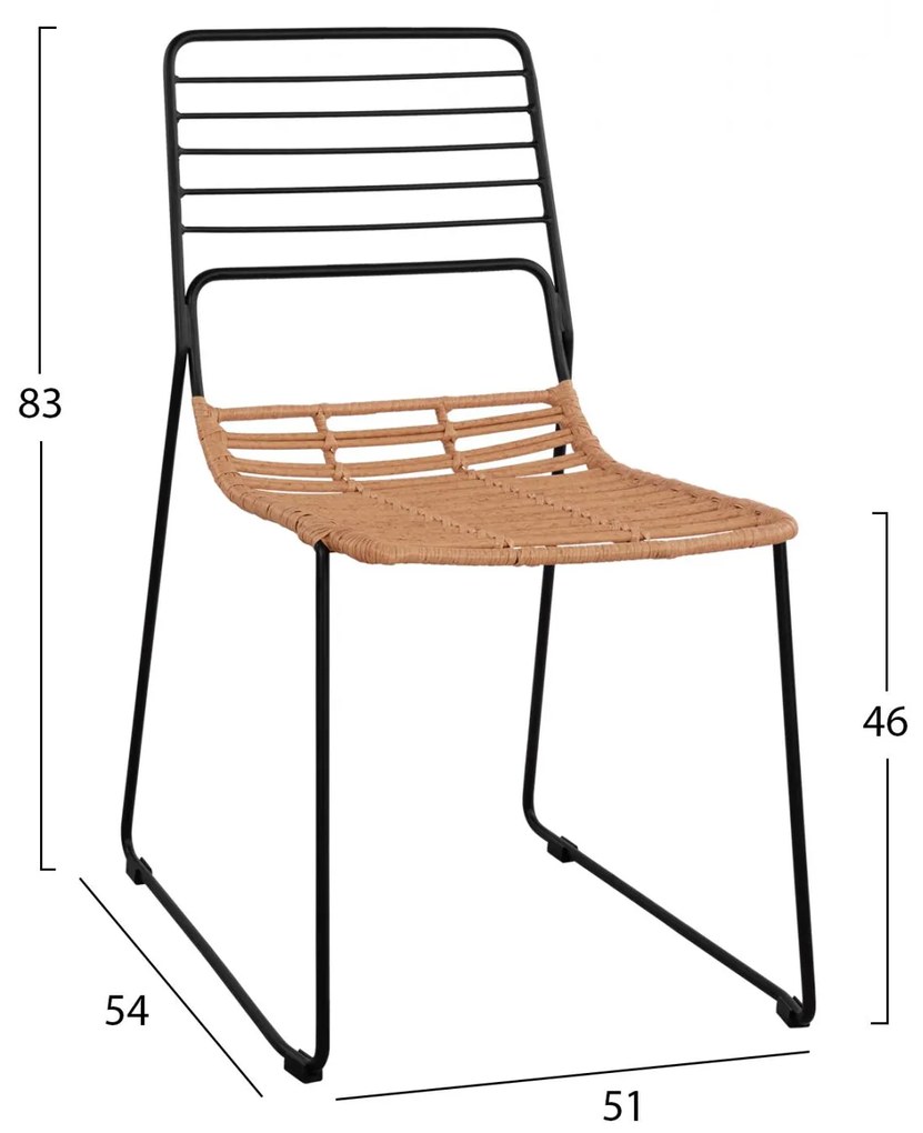 ΚΑΡΕΚΛΑ ΜΕΤΑΛΛΙΚΗ ALLEGRA  ΜΕ WICKER ΜΠΕΖ 51x54x83Υ εκ.