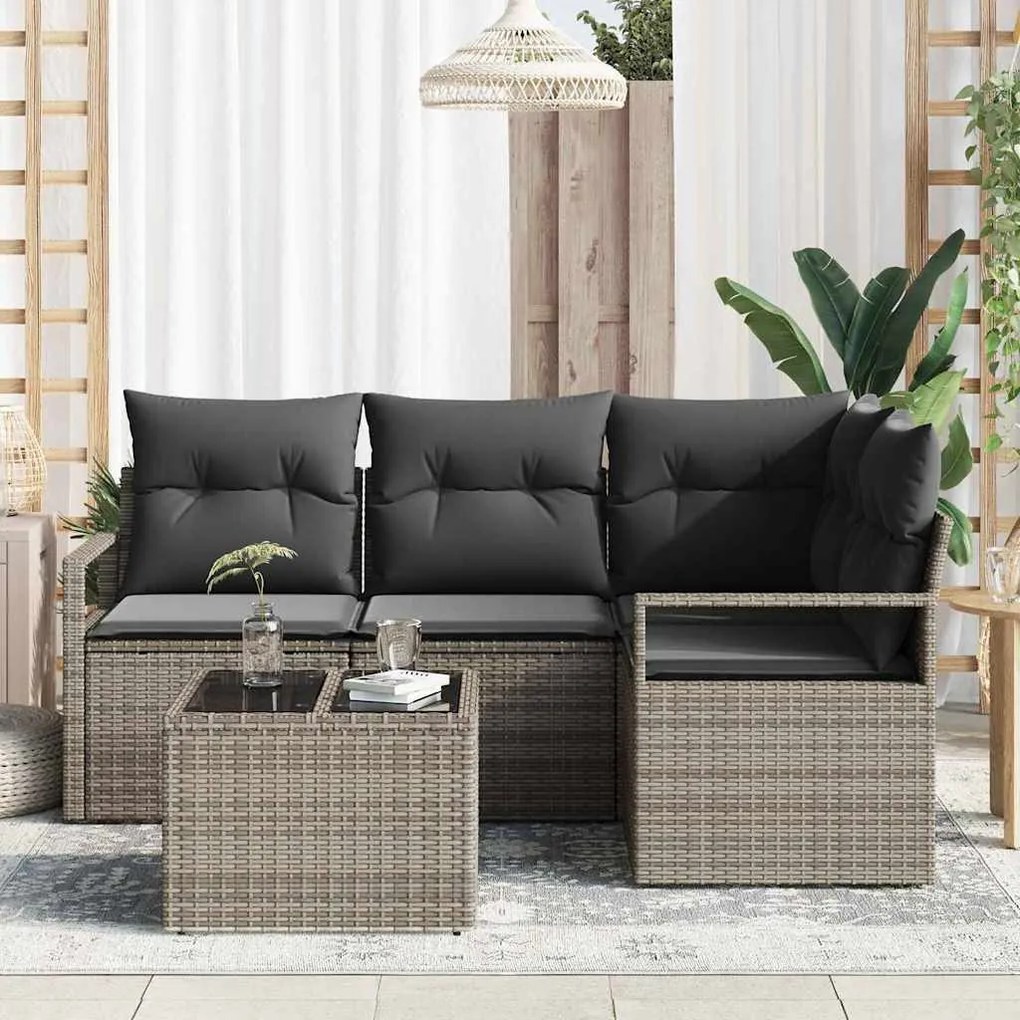 vidaXL Σετ Καναπέ Κήπου 5 pcs Γκρι Πολυ ράταν