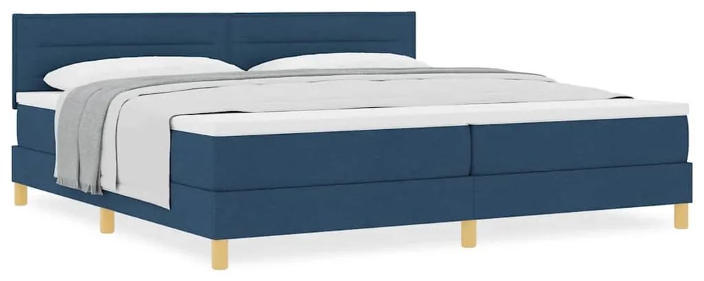 vidaXL Κρεβάτι box spring με στρώμα με στρώμα Μπλε 200 x 200 cm ύφασμα