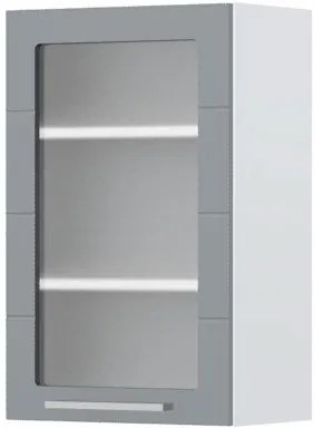 Ντουλάπι κρεμαστό Hudson V7-45-1KS με βιτρίνα-Λευκό - Γκρι