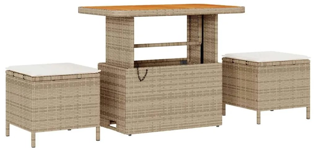 vidaXL Σετ Καναπέ Κήπου Ρυθμιζόμενο ύψος 8 pcs Μπεζ συνθετικό ρατάν