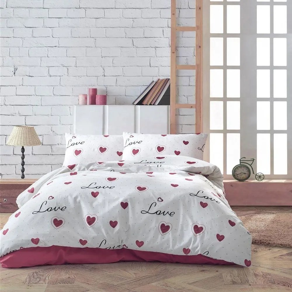 Σεντόνια Έρως 301 (Σετ 4τμχ) White-Red DimCol Υπέρδιπλo 220x240cm Cotton-Polyester