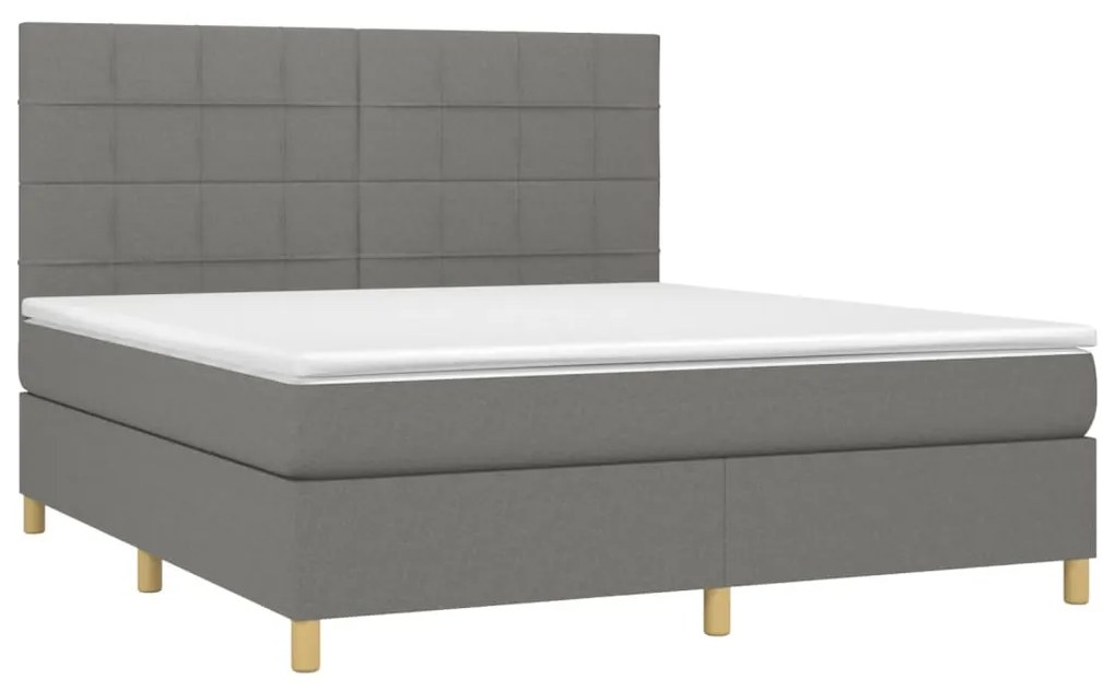 vidaXL Κρεβάτι Boxspring με Στρώμα Σκούρο Γκρι 180x200 εκ Υφασμάτιν