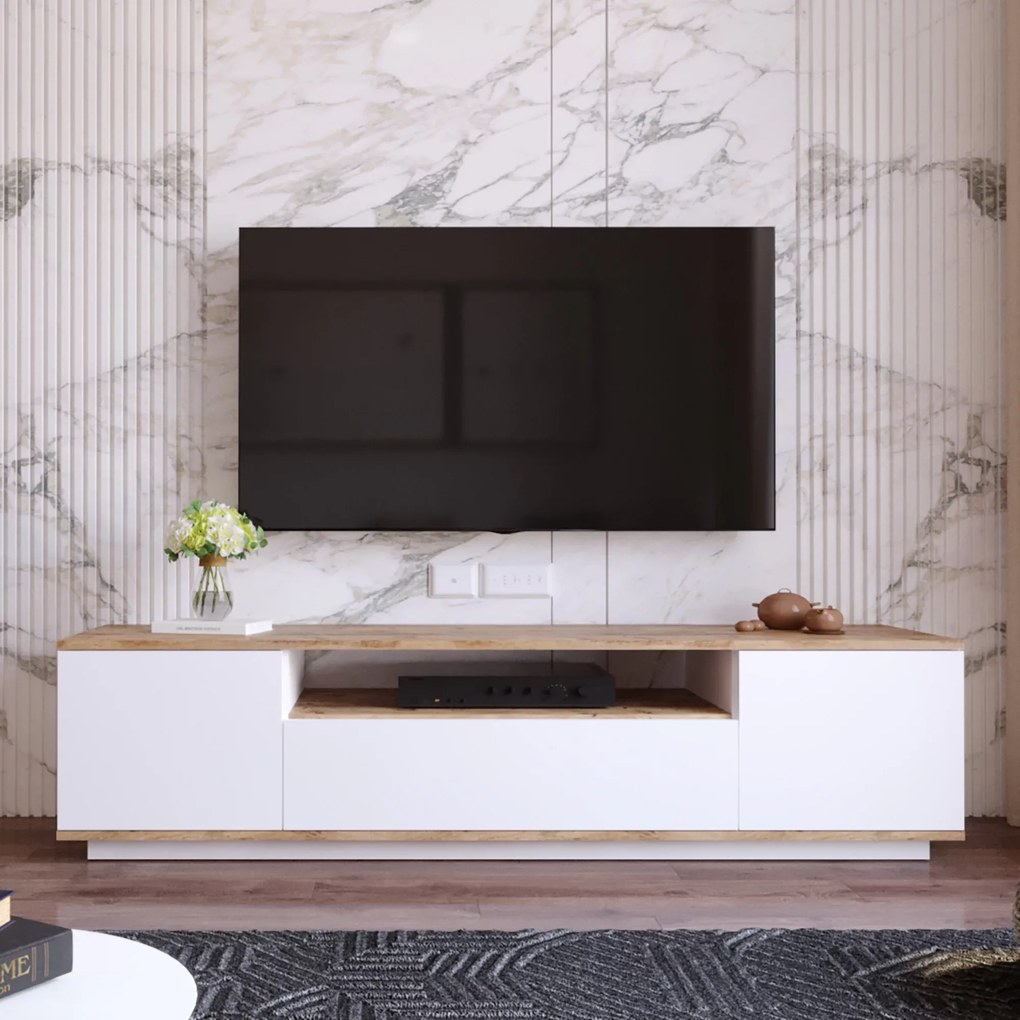 Έπιπλο τηλεόρασης &quot;VIANA&quot; σε χρώμα atlantic pine/λευκό 180x45x45