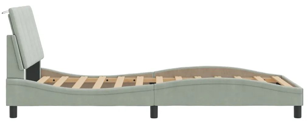 Πλαίσιο Κρεβατιού με Κεφαλάρι Αν. Γκρι 100x200 εκ. Βελούδινο - Γκρι