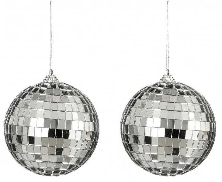 Χριστουγεννιάτικες Μπάλες Disco Mirror 02.1162265 (Σετ 2τμχ) 10cm Silver