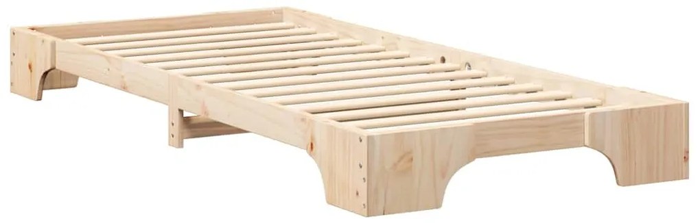 vidaXL Κρεβάτι δαπέδου Καφέ 90 x 220 cm Μασίφ ξύλο πεύκου