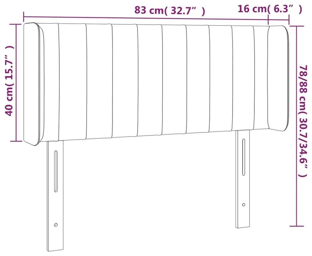 vidaXL Κεφαλάρι Κρεβατιού LED Σκούρο Μπλε 83x16x78/88 εκ. Βελούδινο