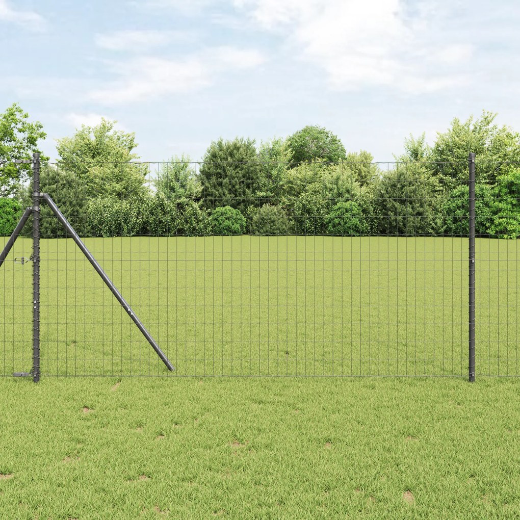 vidaXL Euro Fence με 13 Πόλους 1.2x25 μ Γαλβανισμένο Χάλυβα Γκρι