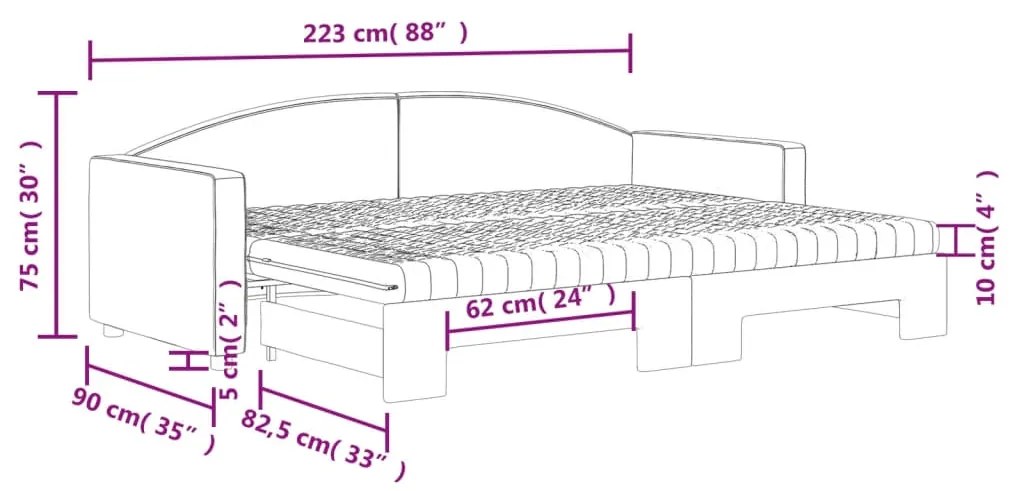 Καναπές Κρεβάτι Συρόμενος Taupe 80x200 εκ. Υφασμάτινος Στρώματα - Μπεζ-Γκρι