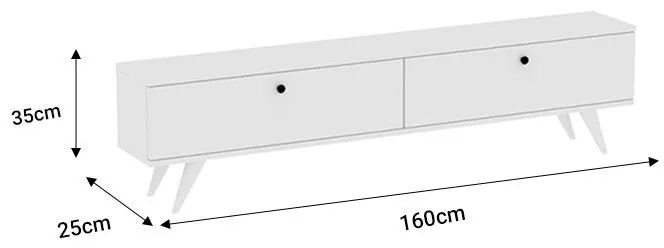 Έπιπλο τηλεόρασης Floxie μελαμίνης λευκό 160x25x35εκ 160x35x25 εκ.