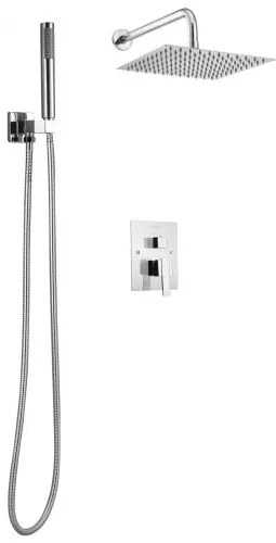 VEVOR Shower Faucet Set 10&quot; Square Rain Shower Head and Hand Set Silver Chrome