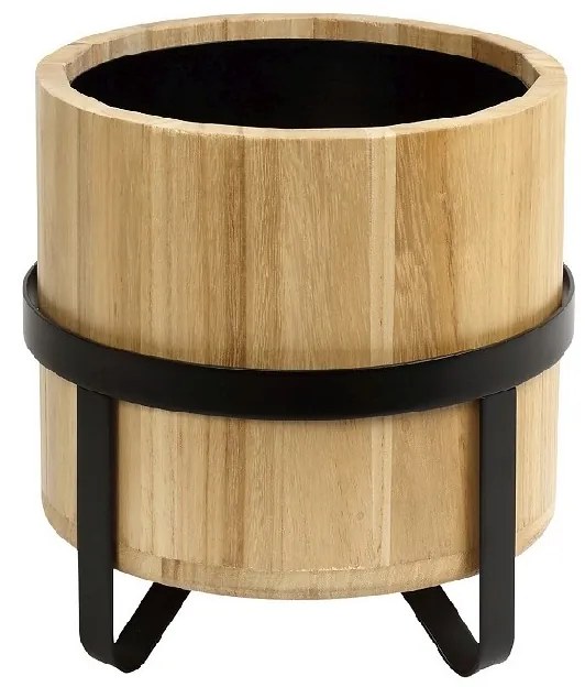 Σαμπανιέρα Με Βάση Ξύλινη-Μεταλλική Natural-Μαύρο 24x25εκ. ESPIEL AST861